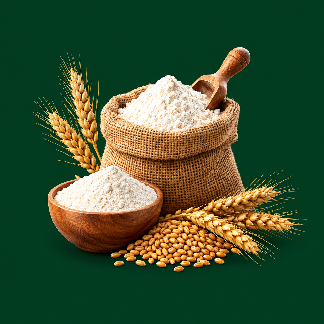 Premium Flour Sack and Wheat Still Life